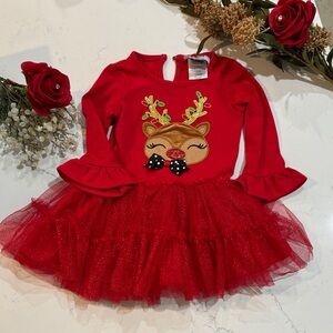 Red Reindeer Tutu Dress red glitter christmas dress for baby girl
